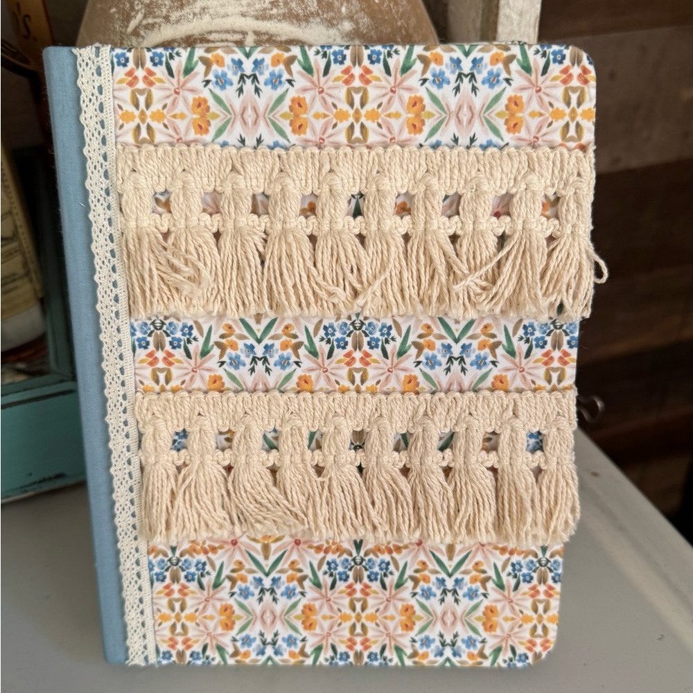 Hand Decorated Bohemian Floral Fringe Journaling Bible